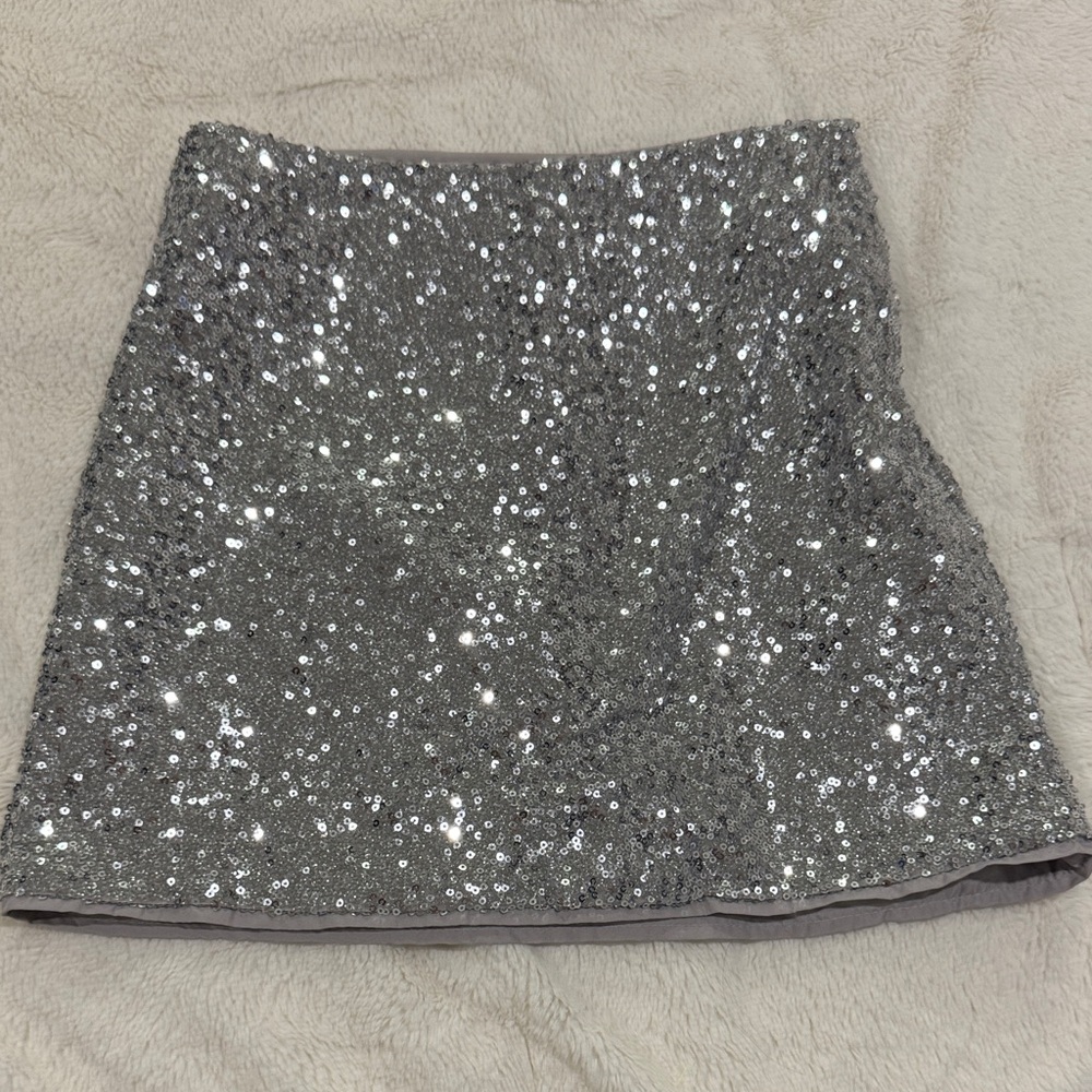 H&M Glittering Silver Mini Skirt - Picture 1 of 2